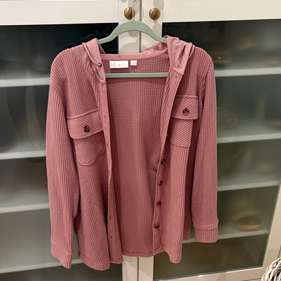 NEW Belle by Kim Gravel Chunky Waffle Hooded Shacket - M - Picture 2 of 7